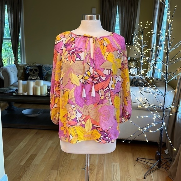 Trina Turk Abree Silk Top Medium - Picture 1 of 13